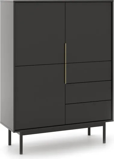 VIVA KOMODA WYSOKA VI04 3D3S CZARNY/N.CZARNE/U.ZŁ