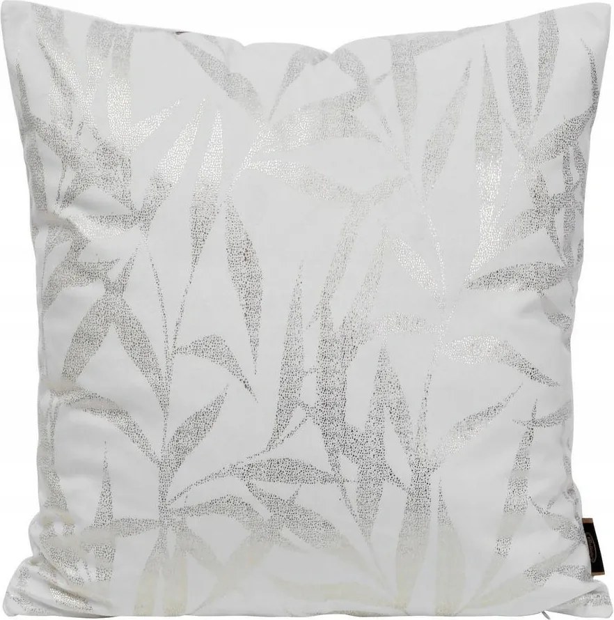 Párnahuzat 45x45 fehér, arany velúr levélmintás