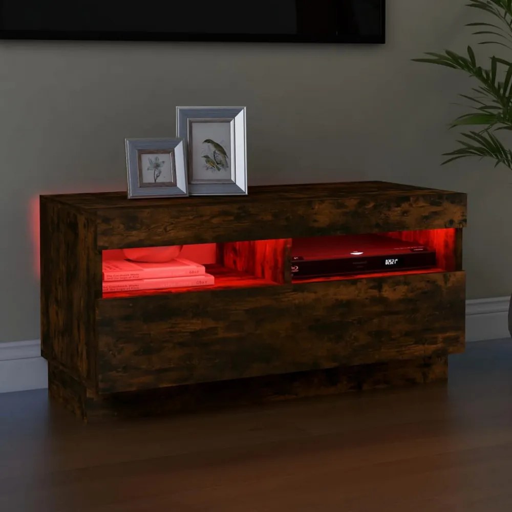 füstös tölgy színű TV-szekrény LED-világítással 80 x 35 x 40 cm