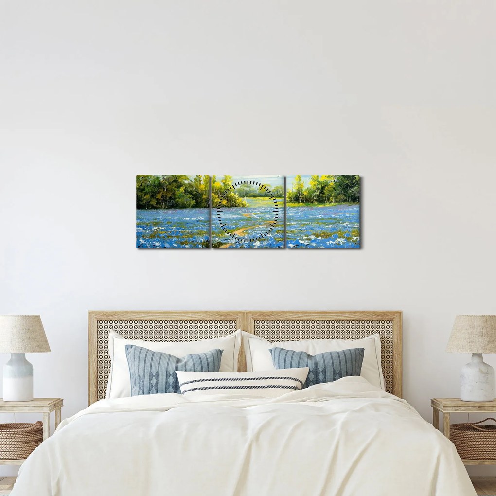 Kép - ösvény a mezőn, olajfestmény (órával) (90x30 cm)