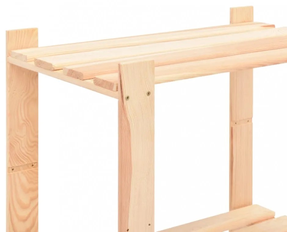 10 db 3-szintes tömör fenyőfa tárolópolc 150 kg 80 x 38 x 90 cm