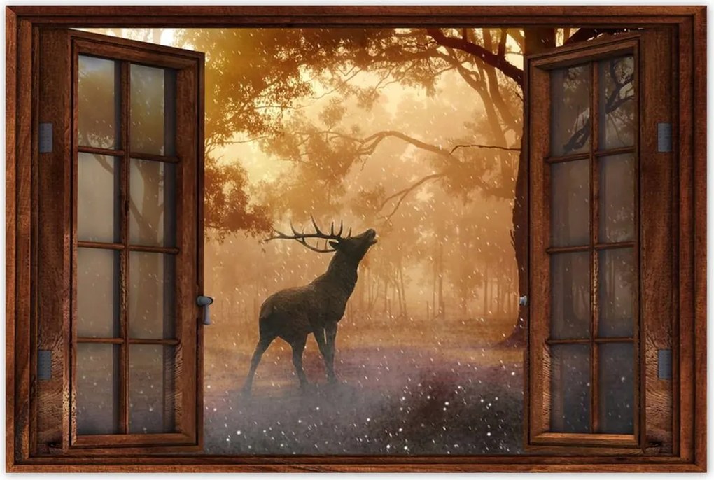 Poszterek 90x60 Szarvas az erdőben