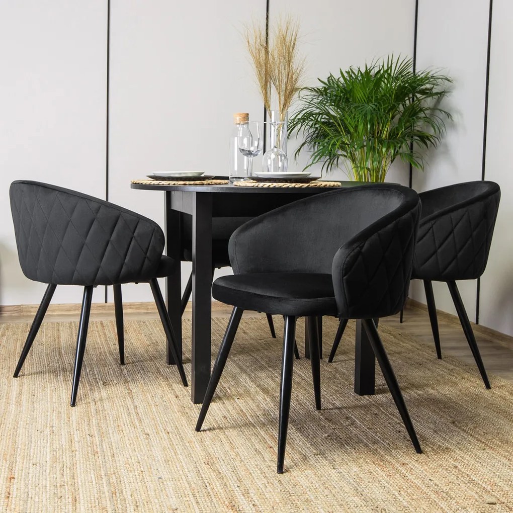 Elegáns Étkezőszék Fekete Bársony Kárpittal. ADELE