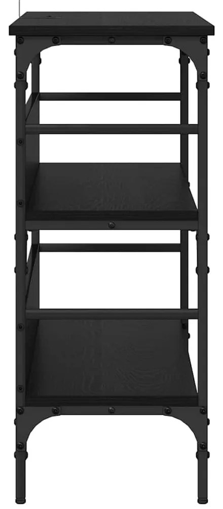 Konzolasztal polcokkal Musta tammi 100 x 32 x 75 cm Faanyag