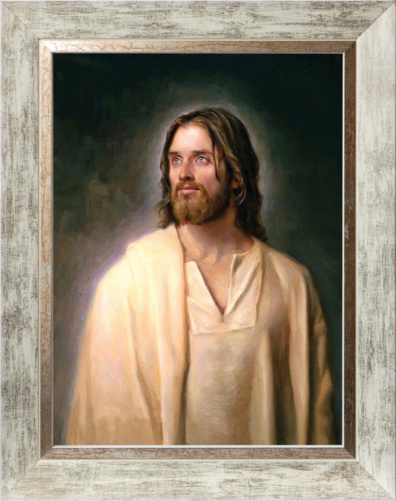 Jézus Krisztus Vallásos Vászonkép Fehér Díszített Keretben 30X40