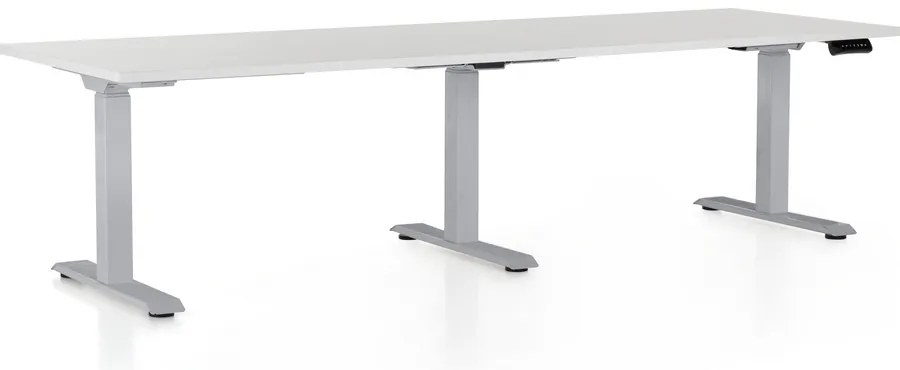 OfficeTech Long állítható magasságú asztal, 240 x 80 cm, szürke alap, világosszürke
