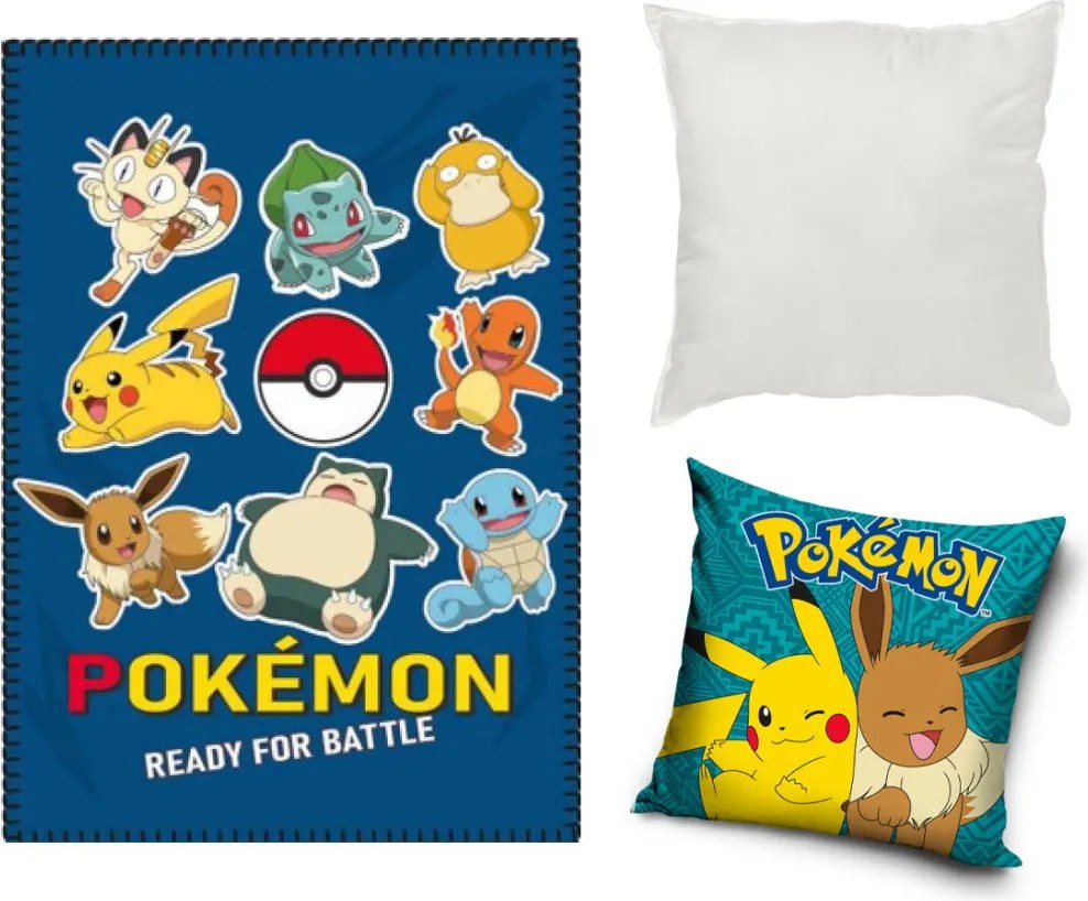Pokémon Battle Electro polár takaró, párnahuzat és párna szett 3 db-os