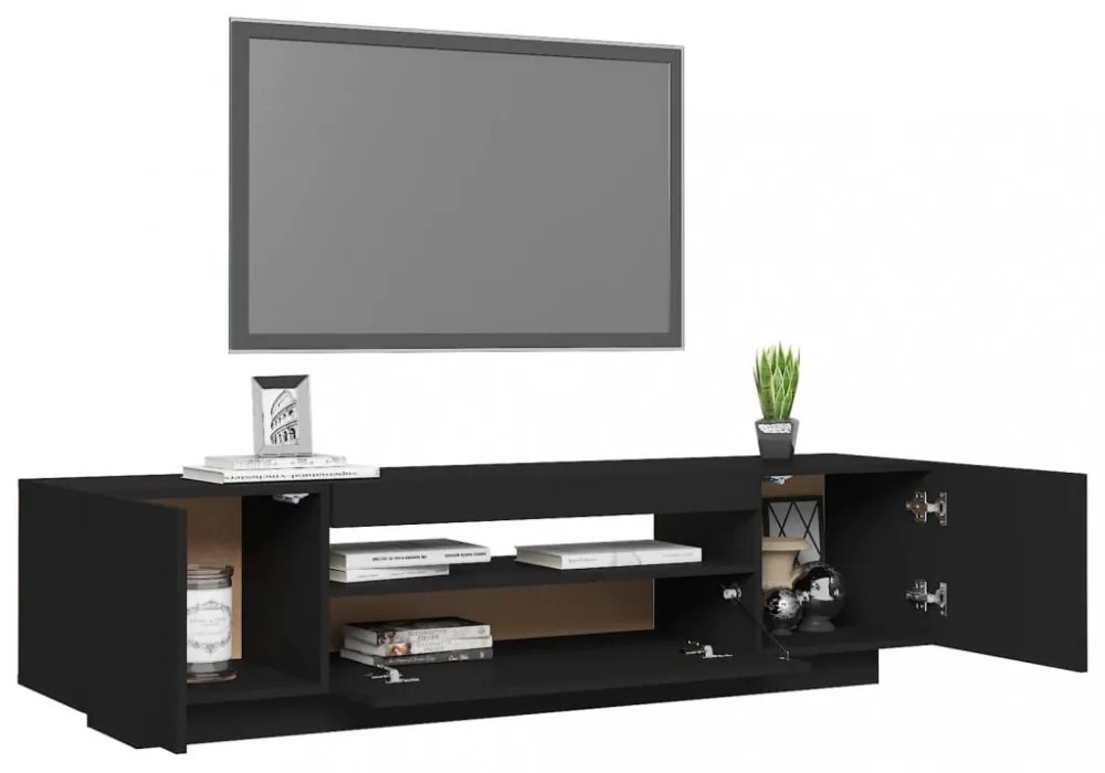 fekete TV-szekrény LED-lámpákkal 160 x 35 x 40 cm