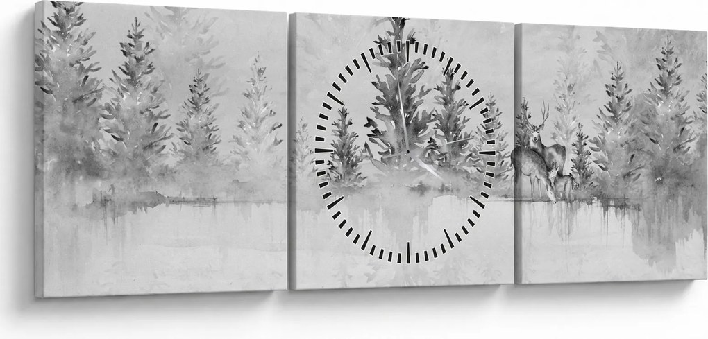 Kép - Szarvas a tónál (órával) (90x30 cm)