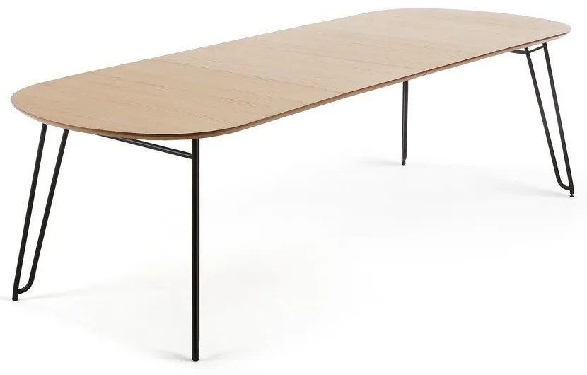 Natúr színű bővíthető étkezőasztal tölgyfa dekorral 100x170 cm Novac – Kave Home