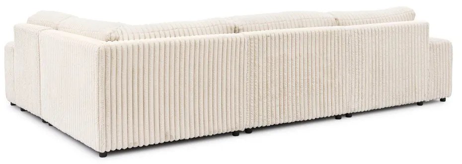 Krémszínű kordbársony sarokkanapé (jobb oldali-U alakú) Justin – Ropez