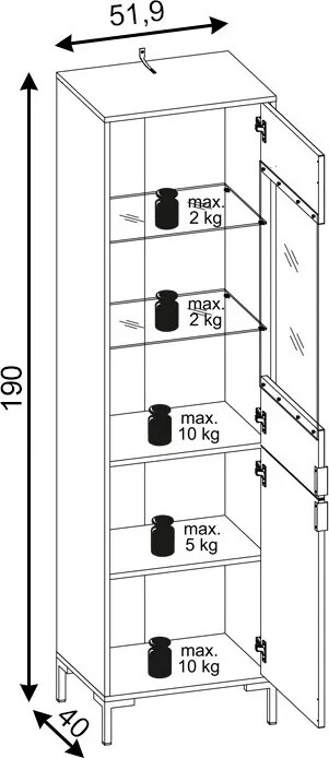 FLINN FL03 WITRYNA 2D CZARNY/CZARNY MAT 5W+