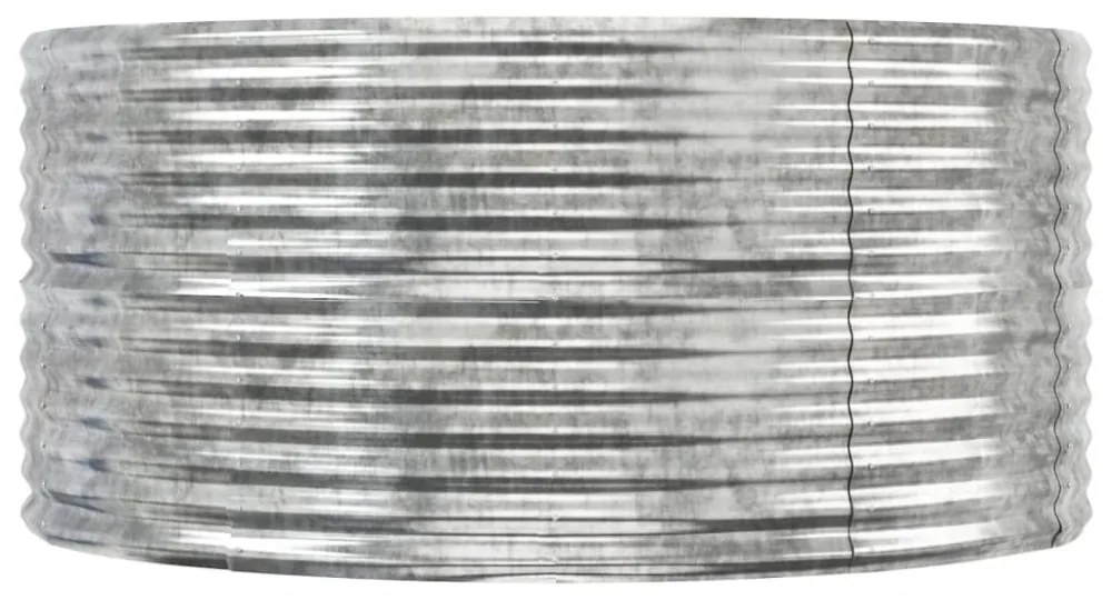 ezüstszínű porszórt acél kerti magaságyás 447 x 140 x 68 cm