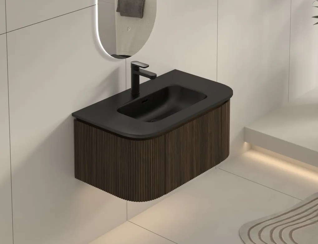 AREZZO design SIERRA 80 cm-es Fürdőszoba alsószekrény 1 fiók, 2 ajtó, dió