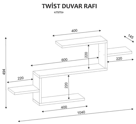 Fali polc TWIST 49,4x104 cm fehér