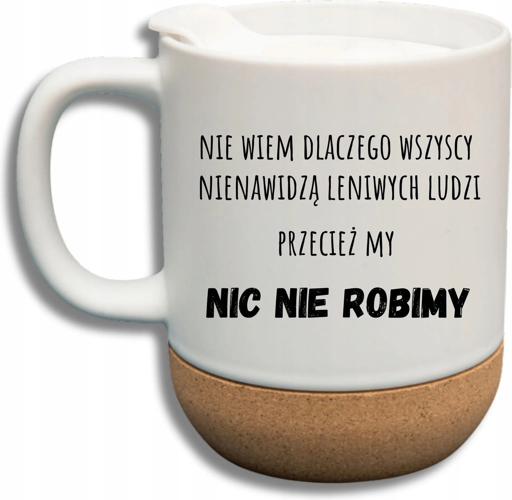 Fehér Bögre Fedéllel És Parafadugóval Lusta Emberek Ajándéka