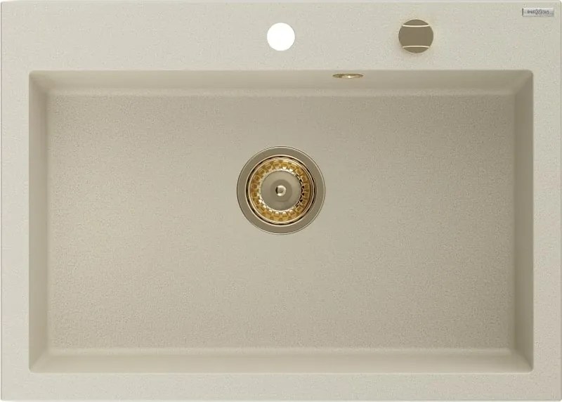 Mexen Elix gránit mosogató 1 rekeszes 700 x 500 mm, bézs, arany szifon - 6526701005-69-G