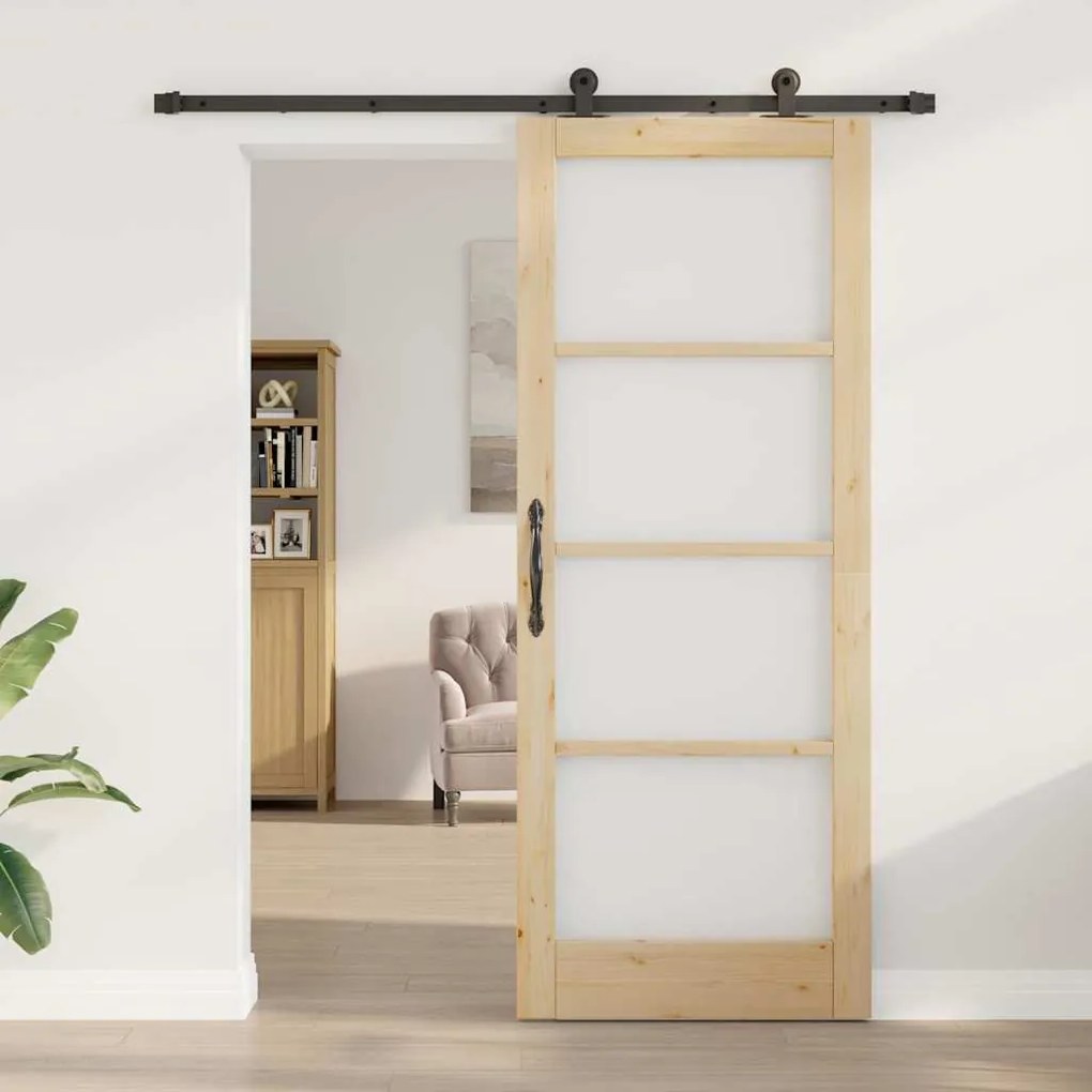 Csúszóajtó ORKDAL Barna 83 x 211 cm Fa és fém