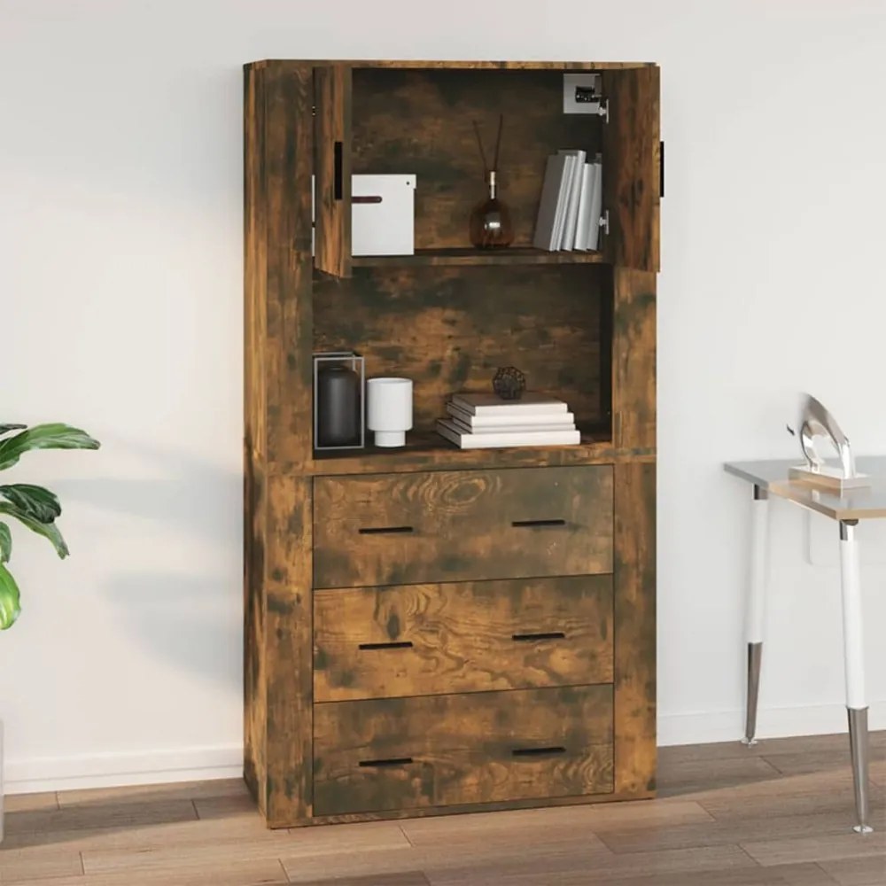 füstös tölgy színű szerelt fa fali szekrény 80x33x80 cm