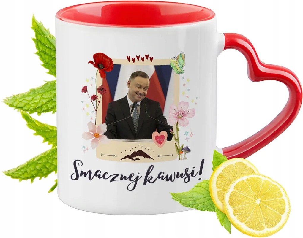 Andrzej Duda Piros bögre szív alakú füllel Ajándék