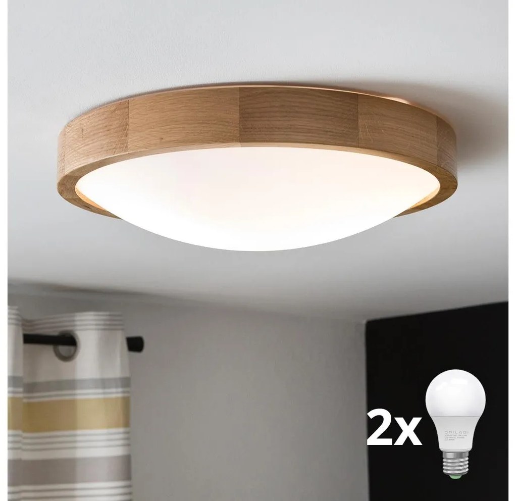 Brilagi - LED mennyezeti lámpa CARVALHO SLIM 2xE27/60W/230V tölgy pr. 37 cm