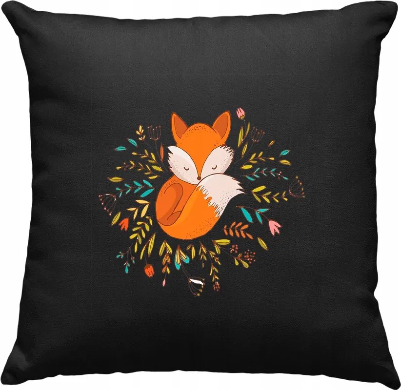 Róka párna Róka Virágok Szép 2 Fekete