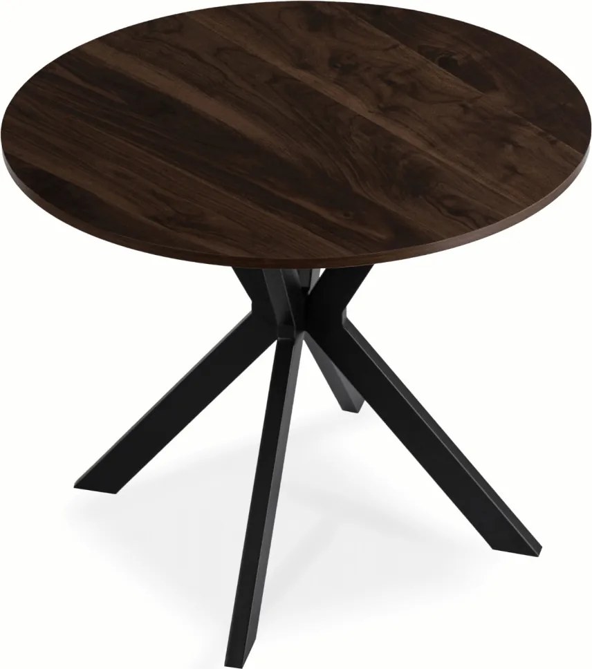 Kerek Étkezőasztal Dió/Fekete Színben LAUREN 90 cm