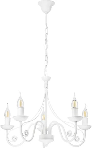 Csillár láncon DONATO 5xE14/40W/230V fehér
