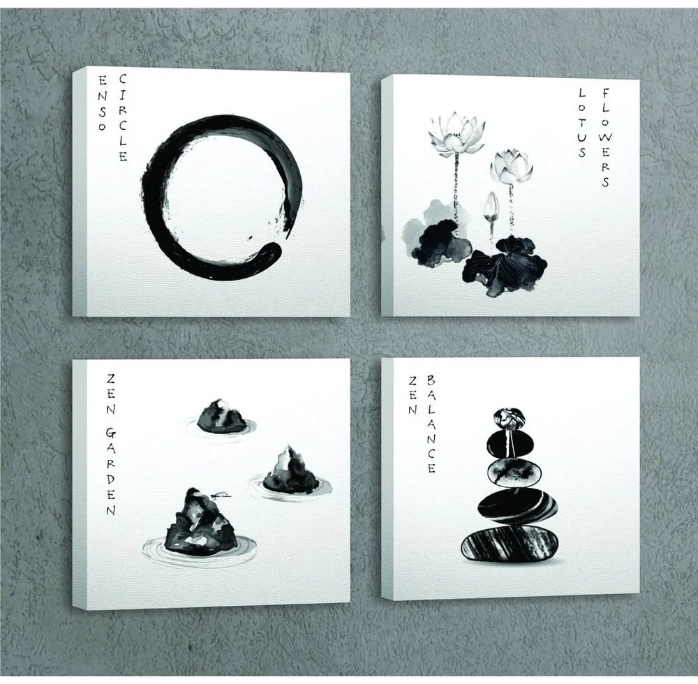 Kép szett 4 db-os 30x30 cm Japanese Zen – Wallity