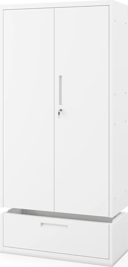 Moduláris többfunkciós fém szekrény fiókkal fehér MEGAN 1850 x 900 x 400 mm