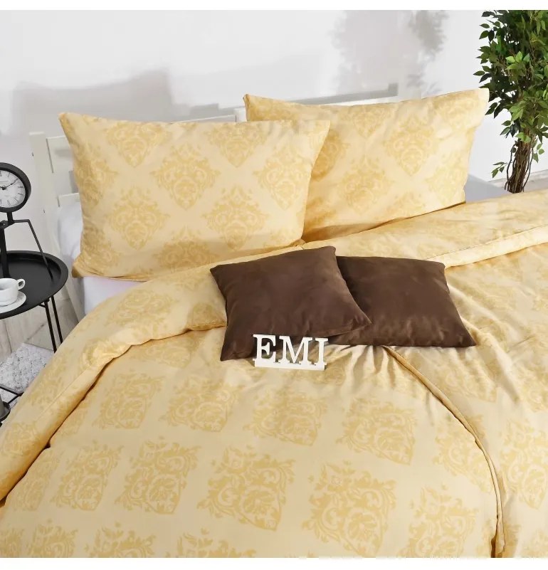 EMI Ornament sárga szatén ágyneműhuzat, A standard egyszemélyes ágy szett tartalma: 1x 140x200 + 1x 70x90