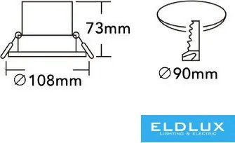 UNIVERSO LED süllyesztett lámpa 12w 1080lm CCT RA80 24° IP20 Alumínium D108x73mm Kivágás:D90mm