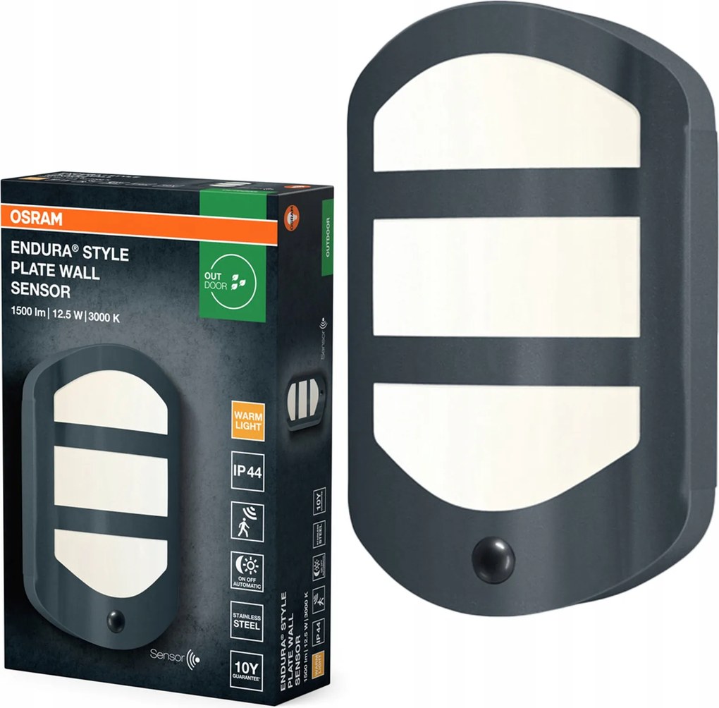 Kerti fali lámpa Led alkonyati mozgásérzékelő 12.5W 3000K IP44 Endura