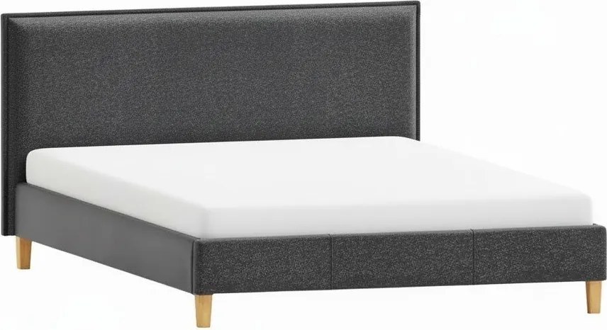 Sötétszürke kárpitozott franciaágy ágyráccsal 140x200 cm Tina – Ropez