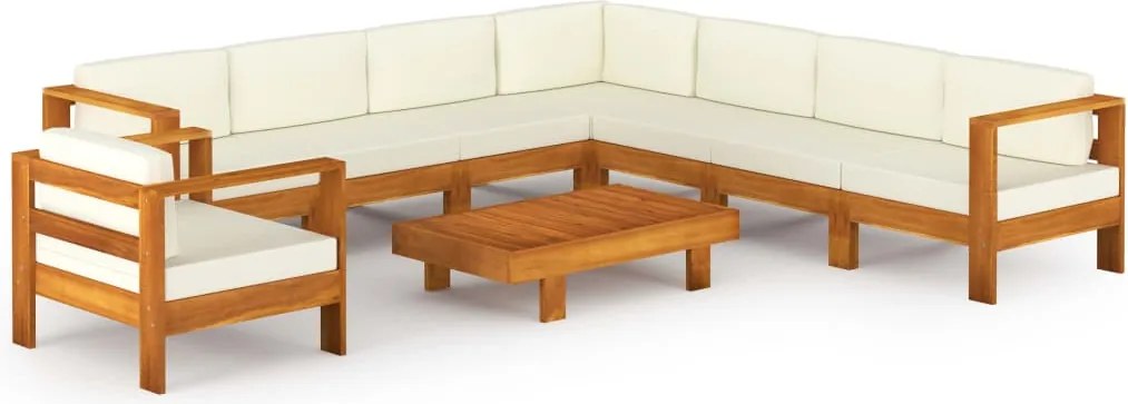 vidaXL 9 darabos akácfa kerti pihenőgarnitúra párnákkal 100 x 60 cm