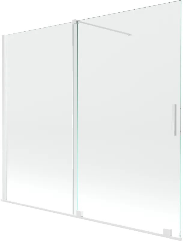 Mexen Velar, 2 szárnyas eltolható kádparaván 180 x 150 cm, 8mm átlátszó üveg, fehér profil, 896-180-000-01-20