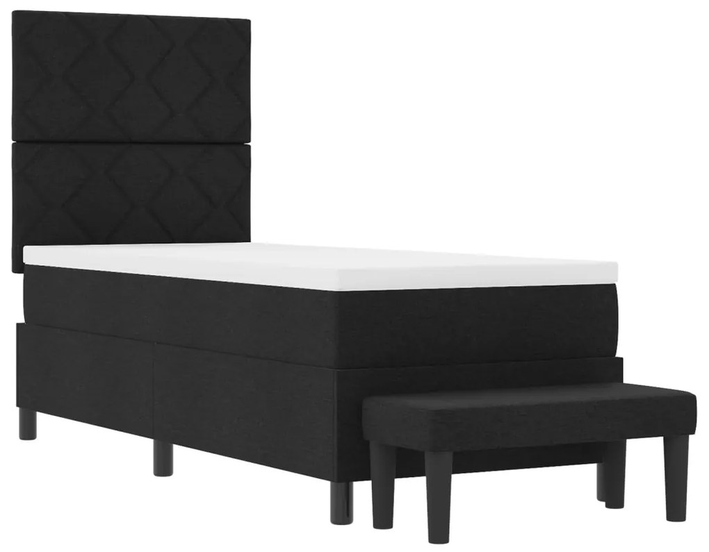 Box Spring Ágy Matraccal és Pad Black 80x200 cm Szövet