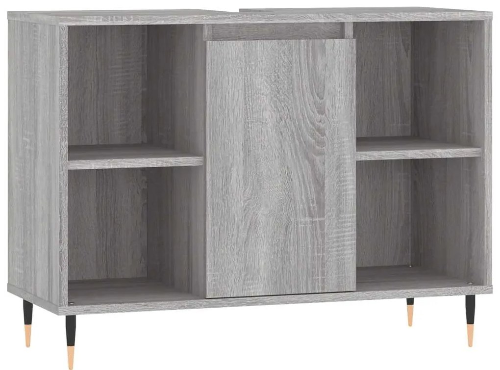 szürke sonoma színű szerelt fa mosdószekrény 80 x 33 x 60 cm