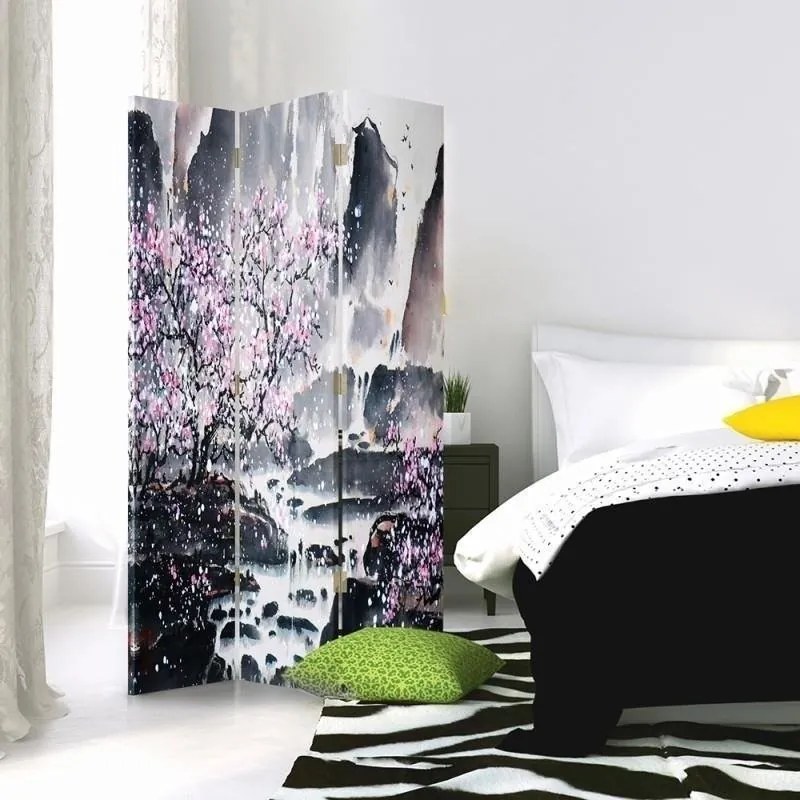Gario Paraván Cseresznyevirág a vízesés mellett Méret: 110 x 170 cm, Kivitelezés: Klasszikus paraván