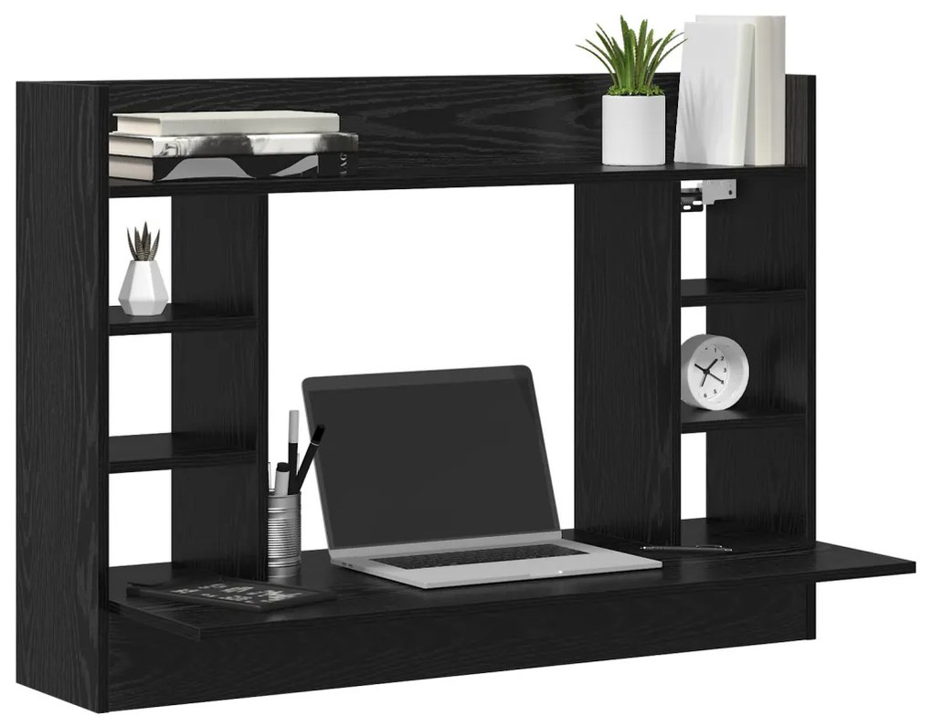 falra szerelhető íróasztal fekete tölgy 105x48x75 cm szerelt fa