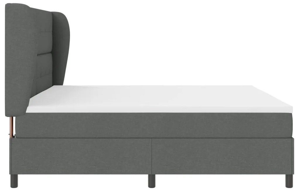 Boxspring Ágy Matrac nélkül Sötétszürke, 200x200 cm Szövet