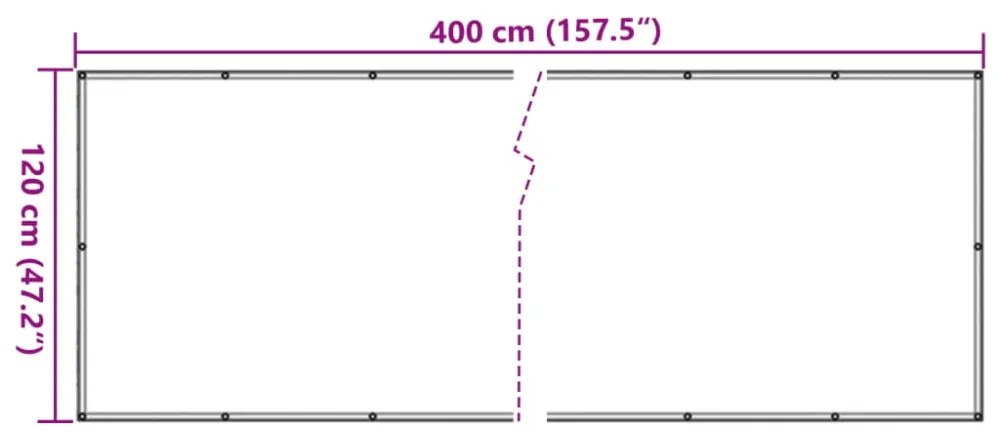 antracitszürke oxford-szövet erkélyparaván 120 x 400 cm