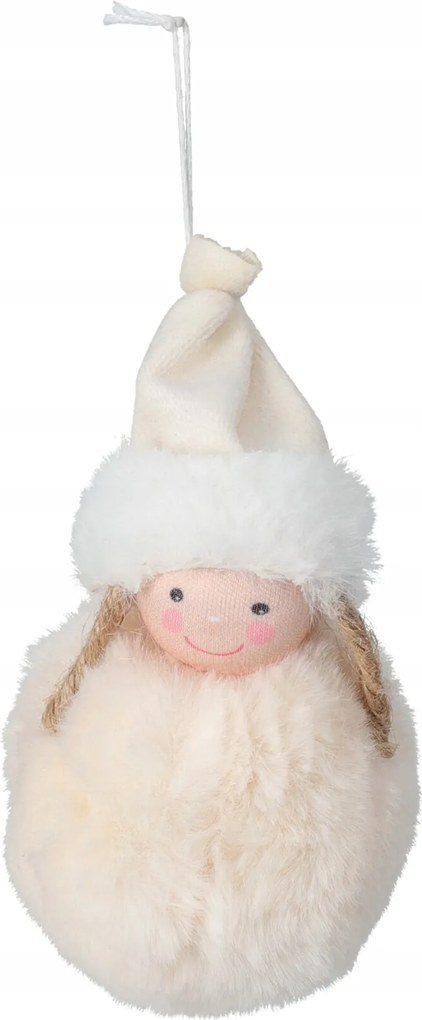 Függesztett dekoráció 13 cm Lány sapkás, krémszínű