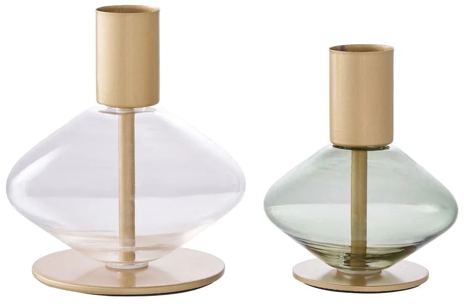 Üveg gyertyatartó készlet 2 db-os – House Nordic