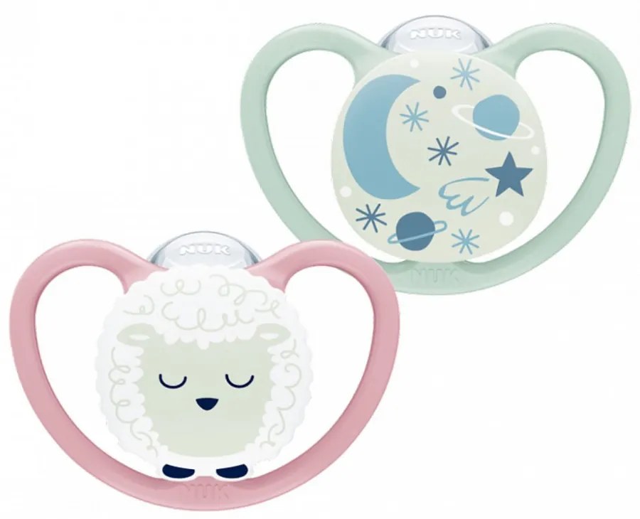 Baba cumi NUK Space Nights 6-18h 2 db/BOX lány