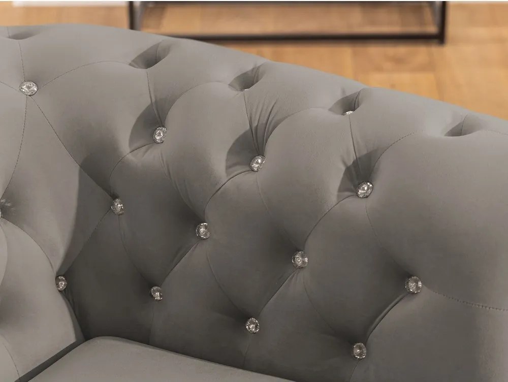 Szürke bársony kinyitható sarokkanapé (bal oldali-L alakú) York Blik – Ropez