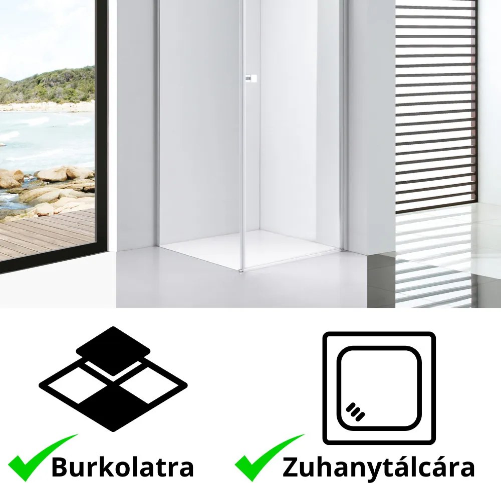 Stuxi Bari 100x100 cm szögletes nyílóajtós zuhanykabin, 6 mm vízlepergető üveggel, króm elemekkel