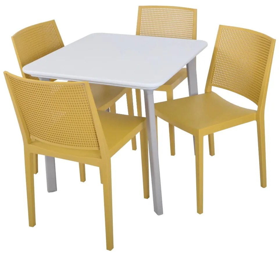 Sárga műanyag kerti szék Grid – Rojaplast