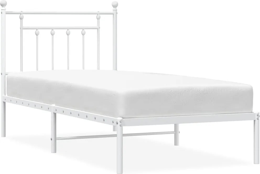 vidaXL fehér fém ágykeret fejtámlával 90x190 cm