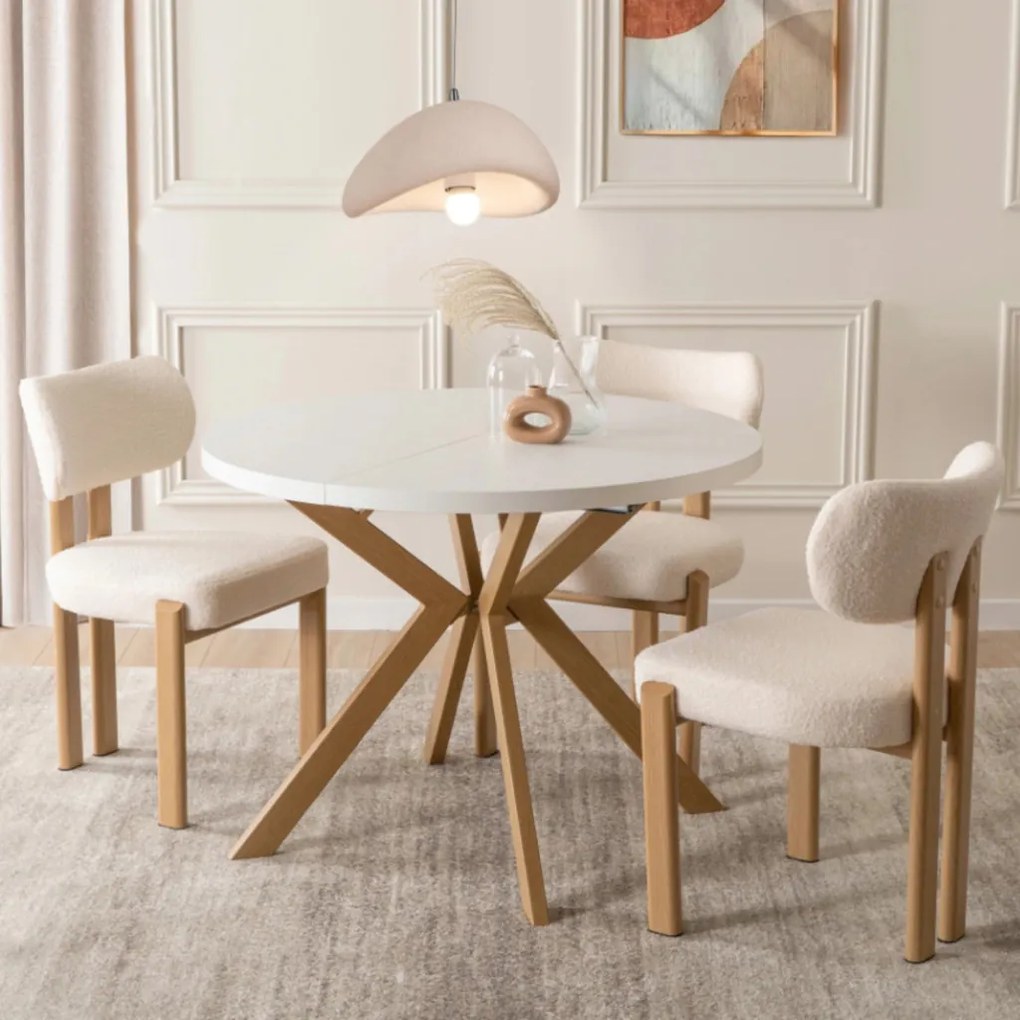 Bővíthető Étkezőasztal Fehér/Tölgy Színben. LUKAS 100-250 cm